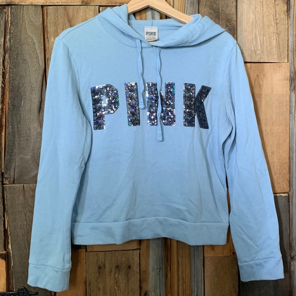 PINK Sparkly Blue Hood Top